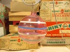 Vintage Christmas War Era WWII Pink Unsilvered Glass Ornament Paper Hanger WW2