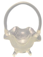 Fenton Art Glass Basket Satin or Frosted 3-Toed Grapes Vines Leaves 7 3/4" T