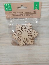 New 3.75" Unfinished Wood Snowflake Tags Ornament Christmas Winter Holiday 8 Pk