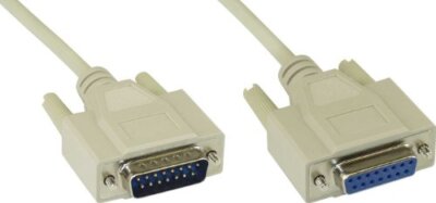 PC InLine 17740 Joystickverlängerung, 15pol Stecker / Buchse, 2m, vergossen InLi