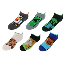 CTM Kid's Minecraft Mix It Up Graphics Novelty Socks (6 Pack)