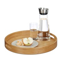 Serviertablett Bambus Tablett Rundes Holztablett Leicht Gastro-Tablett Rund
