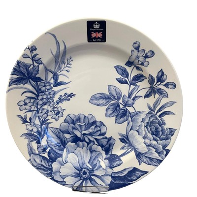 ROYAL WESSEX Fine Porcelain Blue Floral Dinner Plates 10.5in Set of 4 NEW
