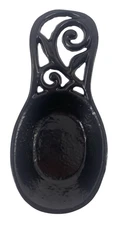 Black Enamel Core Kitchen Cast Iron Spoon Rest Pre owned with Free Shipping
