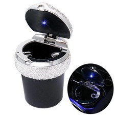 Bling Car Ashtray, Bling Portable Cigarette Smokeless Cylinder Cup Holder wit...