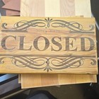 Double-Sided Beige Wooden Open/Closed Door Sign for Retail Store Entrance — photo 2