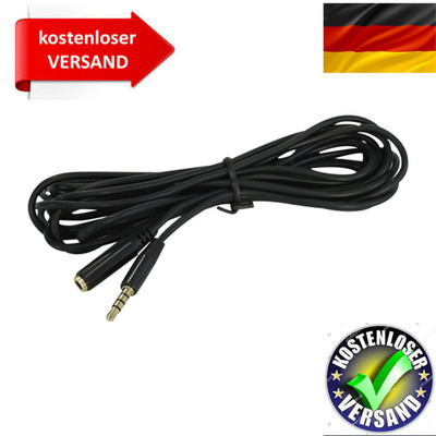 5m Audio Stereo Kopfhörer Verlängerungskabel 3,5mm Klinke Stecker > Buchse Stoff
