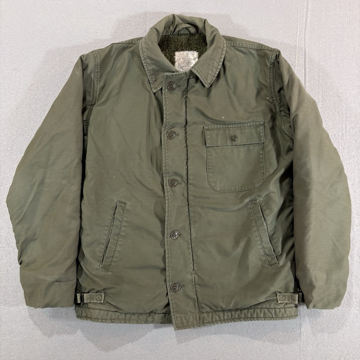 Vintage USN A-2 Cold Weather Permeable Deck Jacket OD Green Size M