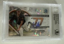 Kyle Harrison Auto Signed 2023 Bowman Scouts Top 100 /150 Atomic Refractor