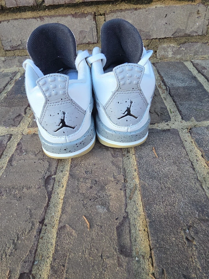 Nike Air Jordan Retro 4 Blanco Cemento TD Niño Tenis Talla 10C 308500-103 Foto 4 de 4