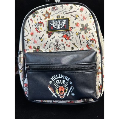 Stranger Things Hellfire Club Mini Backpack Netflix Tattoo Print Faux Leather