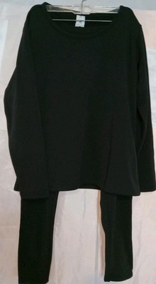 Lapasa Size XL Pants And Shirt 2 Piece Set Black Under Clothes Warm