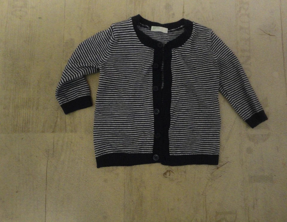 Benetton Gr 56 feine Srickjacke dunkelblau, weiss gestreift