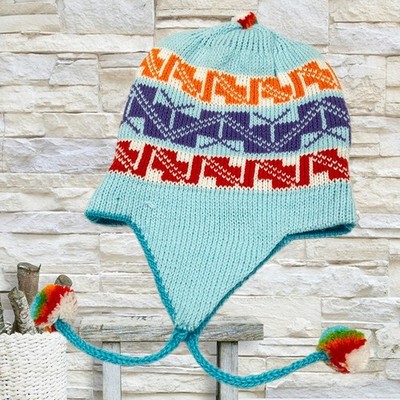 NEW PERU PERUVIAN ALPACA TRENDY HANDMADE SOFT KNIT REVERSIBLE CHULLO BEANIE HAT