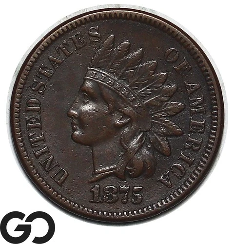 1875 Indian Head Cent Penny Choice Au Great Strike!