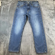 Wrangler Retro Jeans Mens 34x32 (32x30) Blue Slim Straight Whriskered Denim