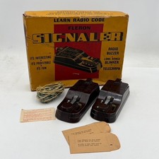 Old Vtg Fleron SIGNALER Toy Radio Buzzer Long Range Blinker Telegraph W/ Box