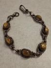 Vintage 925 Sterling Silver Tiger Eye Bracelet 7"