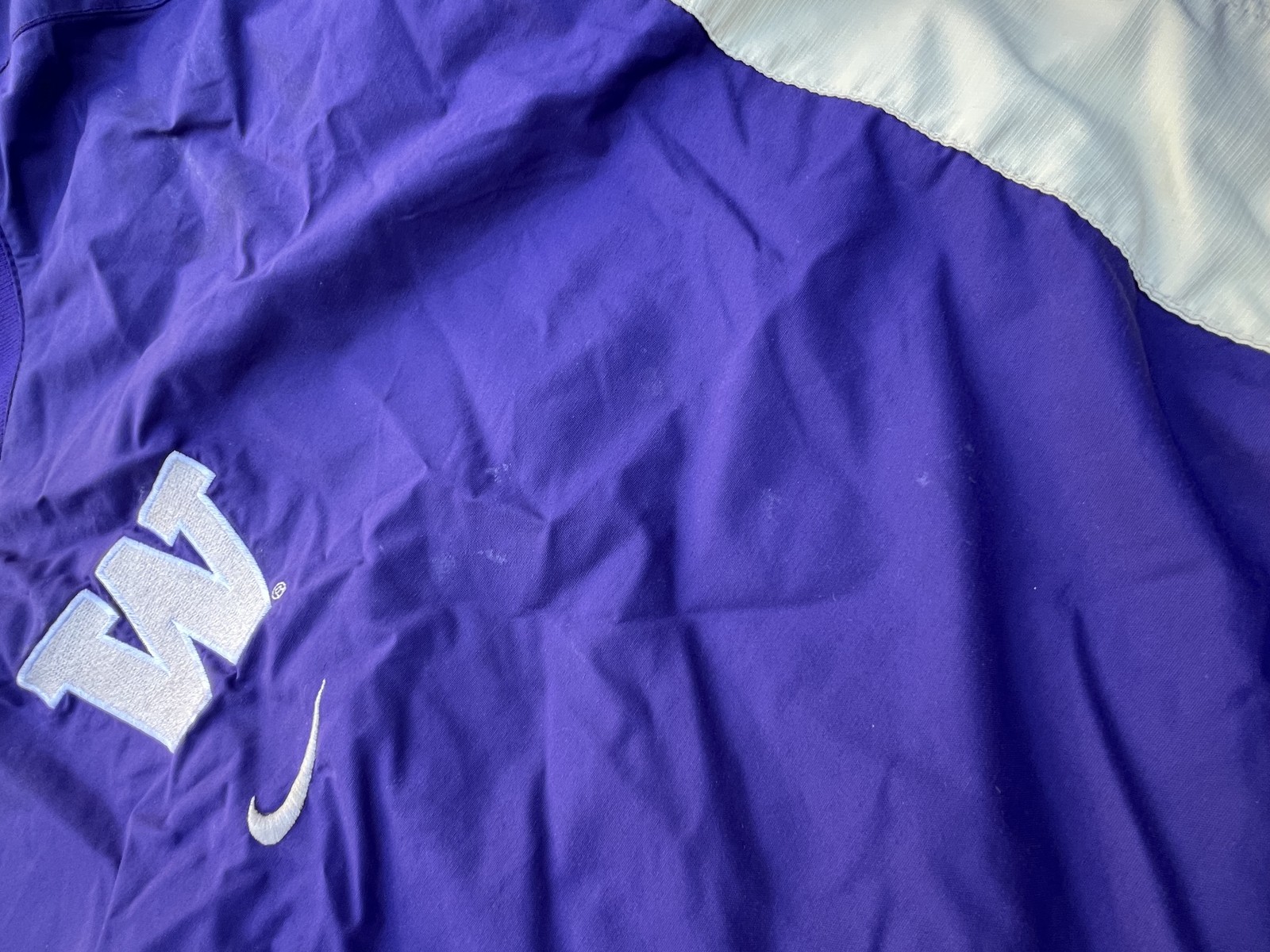 SACAI X NIKE Giacca vintage Washington Huskies uomo XL viola bianco NCAA calcio Nike anni 90