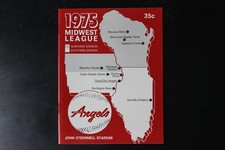 1975 Midwest League Baseball Program Quad-City Angels John O'Donnell Stadium