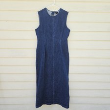 Quince Stretch Denim Maxi Dress Womens L Boho Chic Classic Elevated Basic Modest