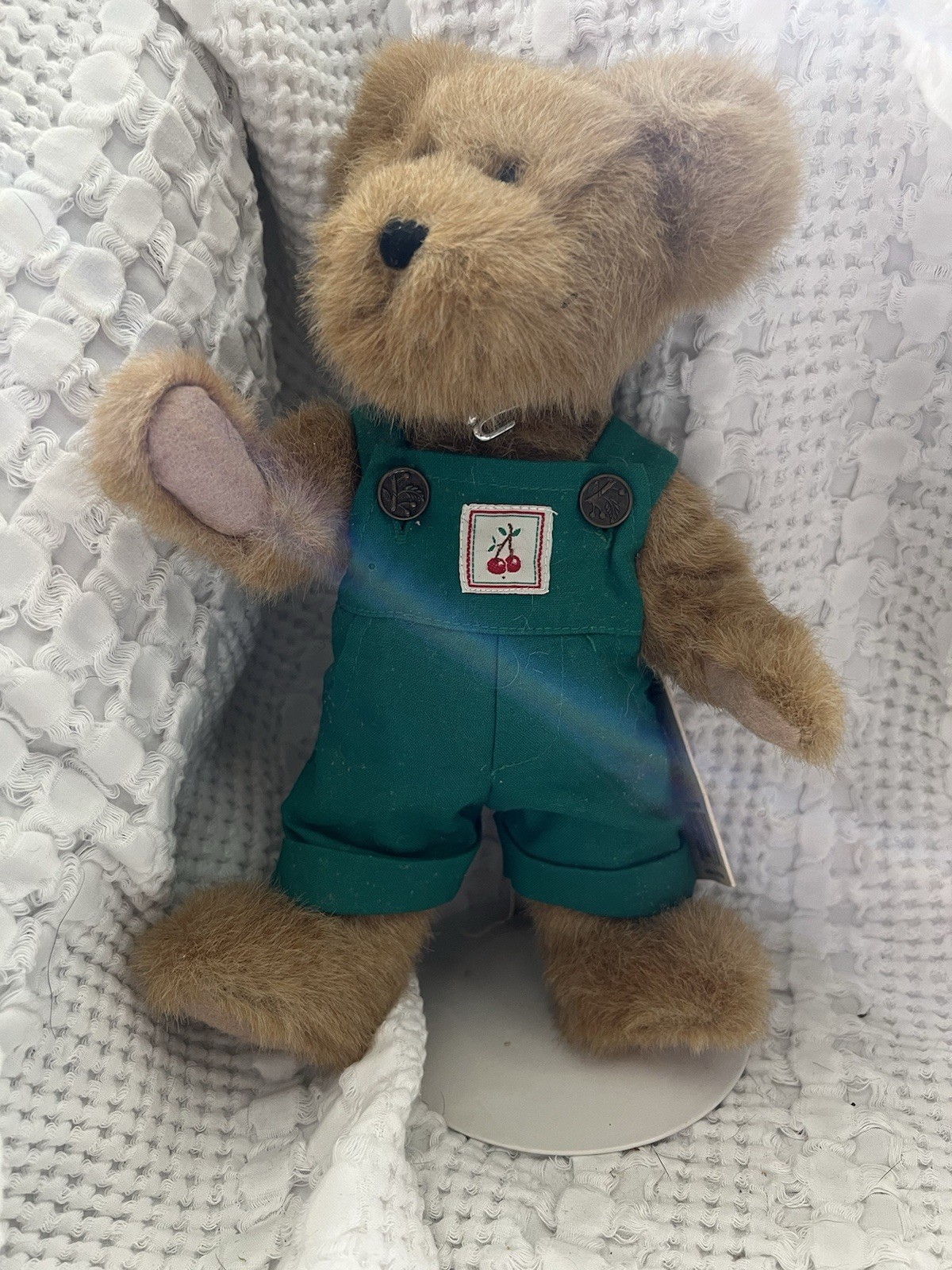 Boyds C. J. Cherrybeary Plush Bear The Head Bean Collection Green Overalls Tag