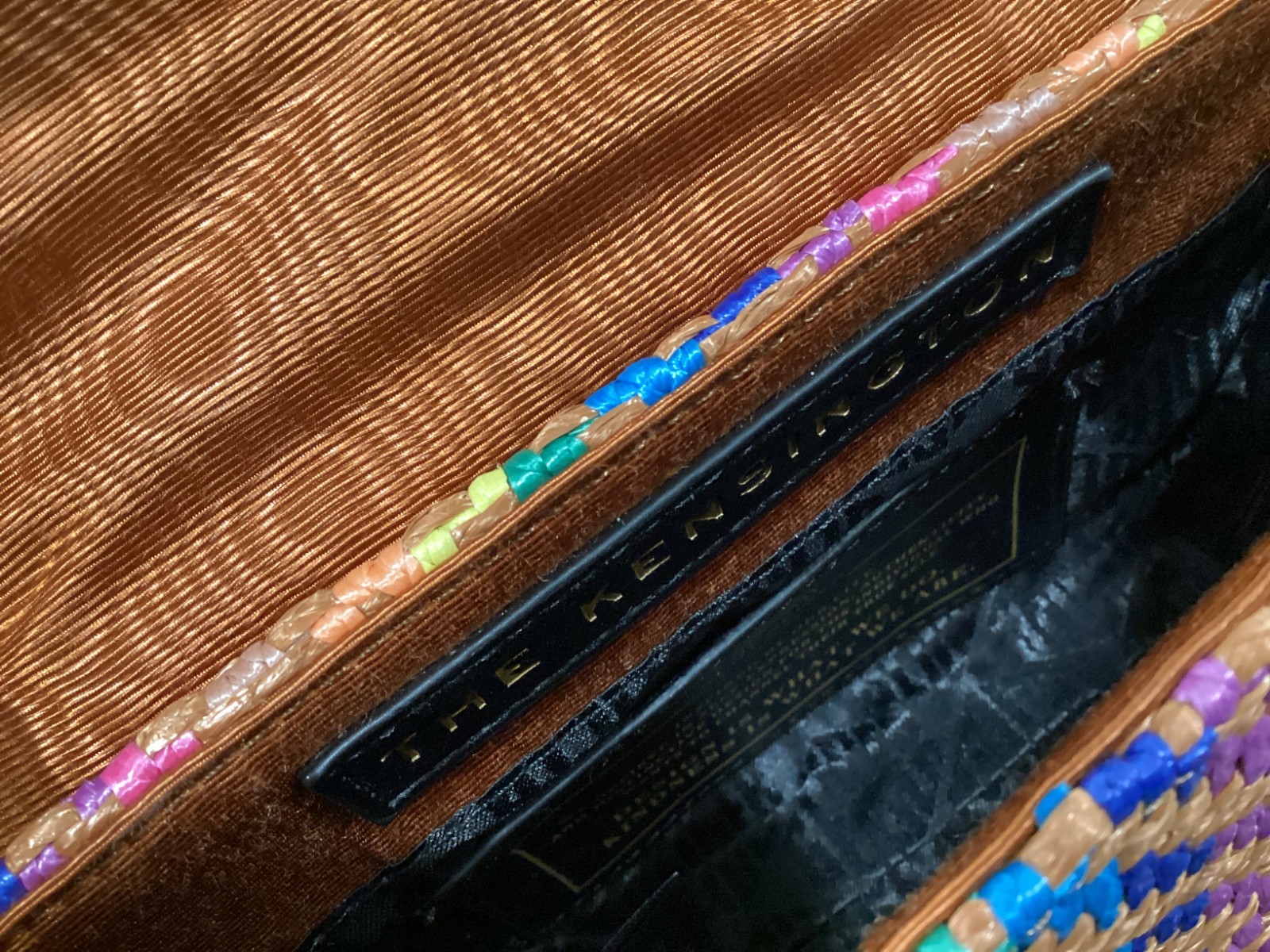 Kurt Geiger Mini Kensington Woven Polyethylene Rainbow Fabric 8" x 5.25" x 2.25"