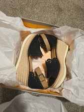 NIB Crown Vintage Dunja Black Suede Wedges SZ 10