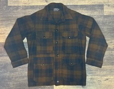 VTG Pendleton Men's Brown Plaid Mackinaw Cruiser Jacket Size Small Wool