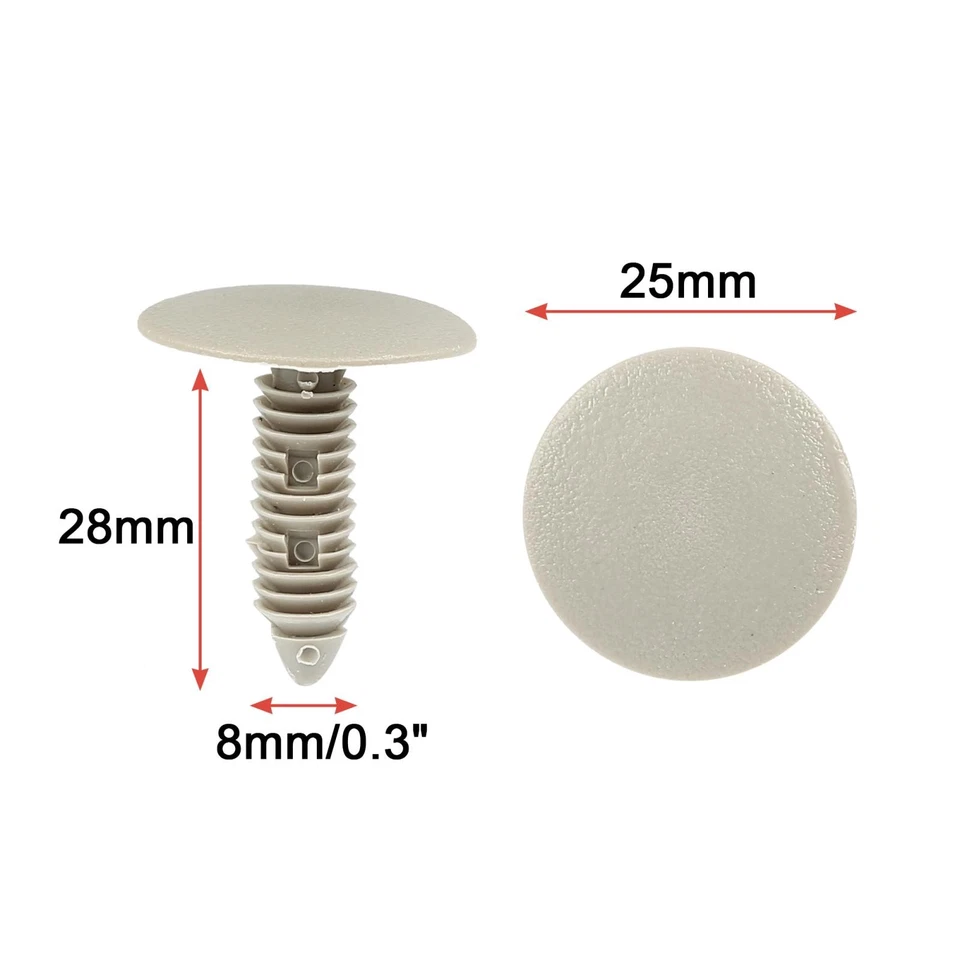 25pcs Plastic Splash Guard Defender Weatherstrip Mat Clip Fastener Beige for Car - Image 2 of 4