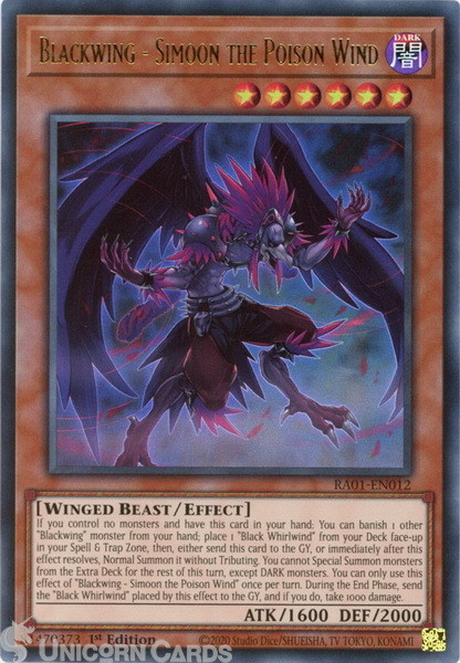 RA01-EN012 Blackwing - Simoon the Poison Wind :: Ultra Rare 1st Edition YuGiOh C