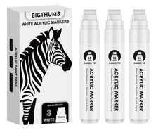 BIGTHUMB Thick White Jumbo Poster Markers: 3 Pcs 1 Count Pack of 3 ,