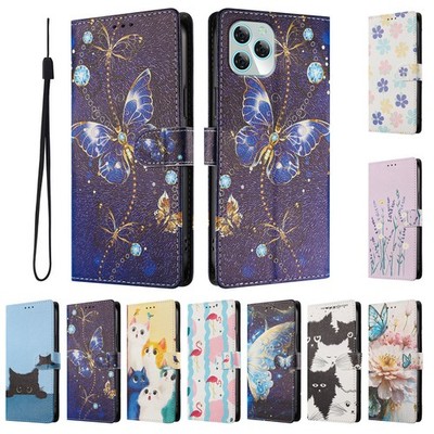 Cat Flower Leather Wallet Phone Case for Vivo V60 V50 S30 S18 S17 S16 Y56 Y19