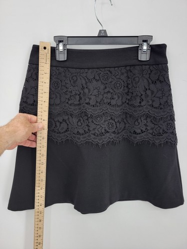 Cabi Skirt Womens 2 Black Soiree A Line Mini Black Lace Layered Ponte Knit Artsy - Picture 7 of 11