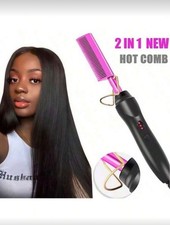 2 In 1 Electric Hot Heating Comb Hair Straightener Curler Wet Dry Hair Iron Stra