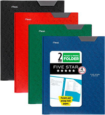 2-Pocket Plastic Folder Set with Stay-Put Tabs, 4 Colors