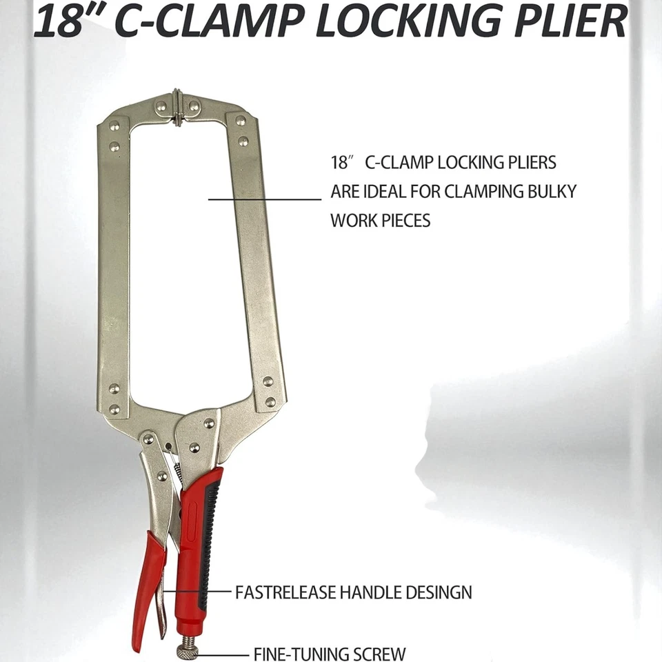 Locking C Clamp HFS(R) Vise Grip Original Swivel Pad Tip 18" 460mm C Clamps DIY - Image 4 of 4