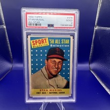 Topps 1958 Stan Musial All-Star Sport Magazine '58 #476 Cardinals PSA