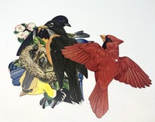 Vintage Dennison Die-Cut Birds, Complete Set of 6, Spring, Classroom