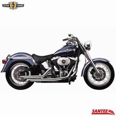 2.25'' Chrome Santee Slash Cut Exhaust Pipes Fits For Harley Softail FX 2007-2011