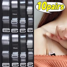 5/2/1 Pairs Clear Invisible Transparent Bra Straps Adjustable Detachable Hook UK
