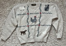 Vintage 1988 Eddie Bauer Wool Animal Print Sweater Women  s Large