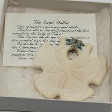 Vintage Sand Dollar Christmas Ornament w/ Box 1997 Glittered Seashell A5