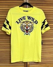 Goat Tshirt Men's Size Medium Yellow Graphic Short Sleeve Crew Neck NWT