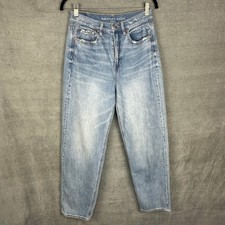 American Eagle Jeans Womens 6 Blue Baggy Stretch High Rise Lightwash Denim