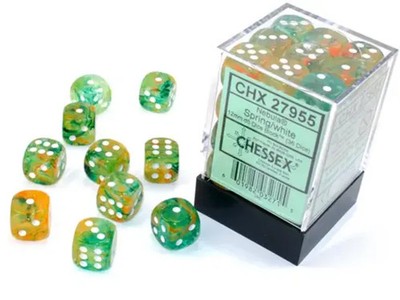 Nebula  12mm d6 Spring/white Luminary  Dice Block  (36 dice) | Chessex