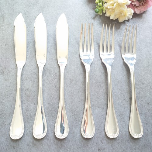 Christofle Malmaison 6pcs Silverplate Flatware Fish Knife Fish Fork Excellent