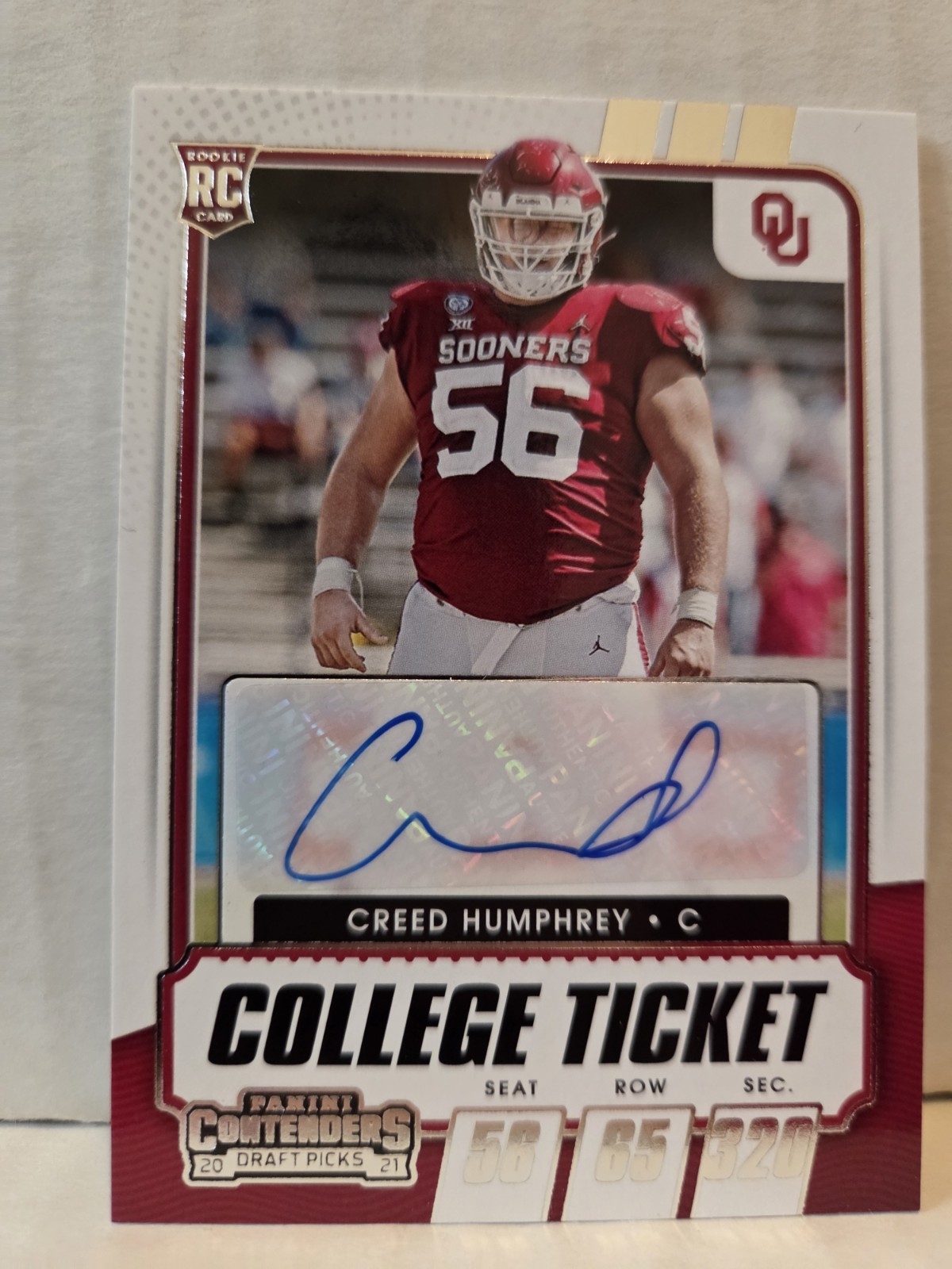 Creed Humphrey 2021 Panini Contenders Draft Picks College Ticket Auto Rookie