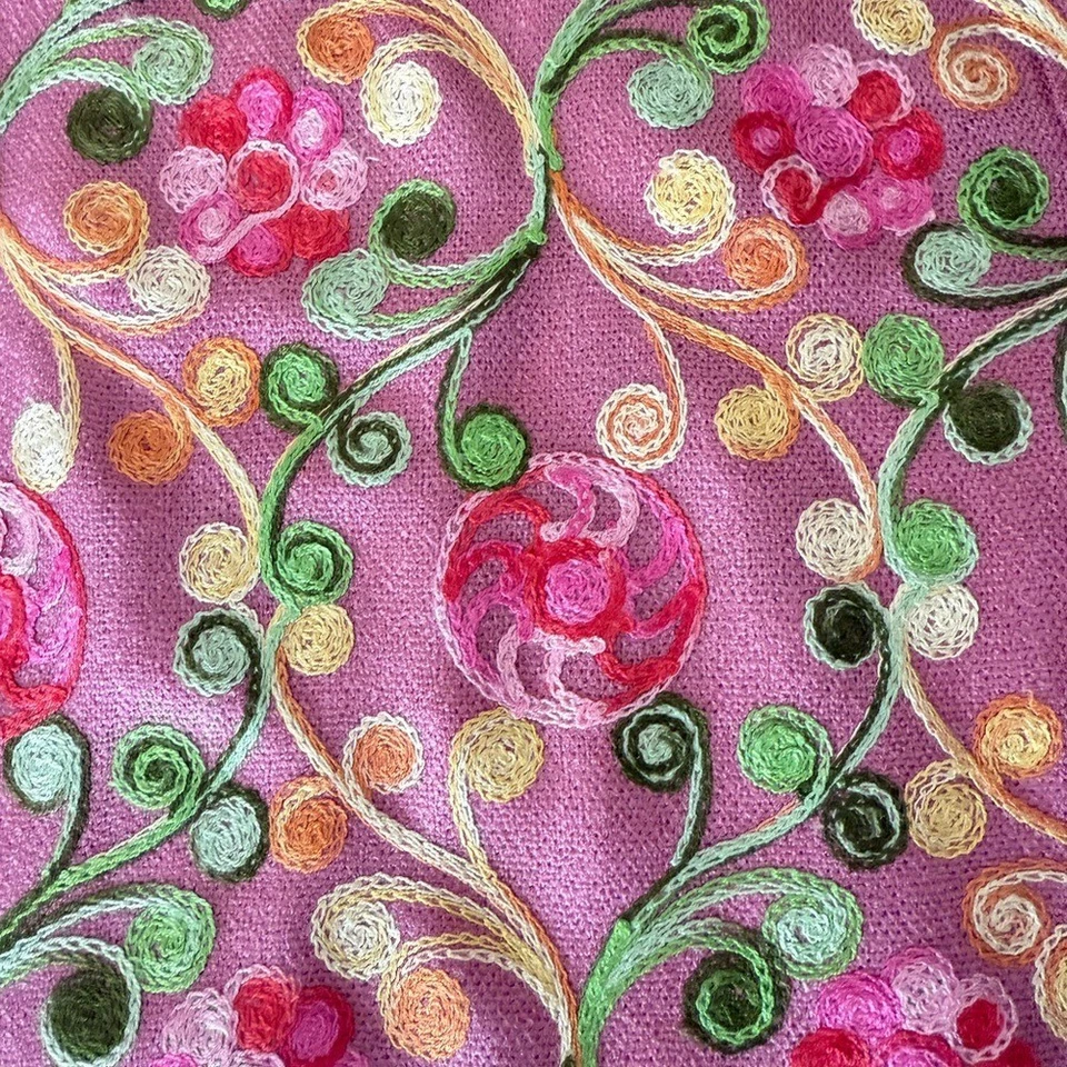 Floral Pink Emboidered Pashmina Warm Winter Scarf - Image 4 of 4