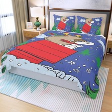 Snoopy Christmas Delivery Print Duvet Cover Set 3Pcs Quilt Cover Pillowcase